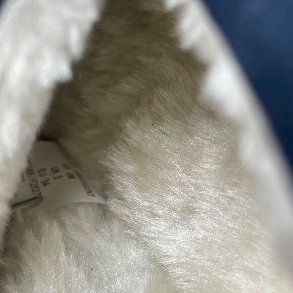 Lands' End Slippers Boys 3 Navy Suede Leather Faux Fur Lined Moccasin Youth Kids - Picture 11 of 13